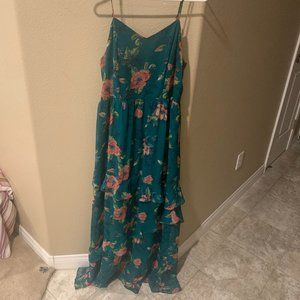 Teal Floral Dress
